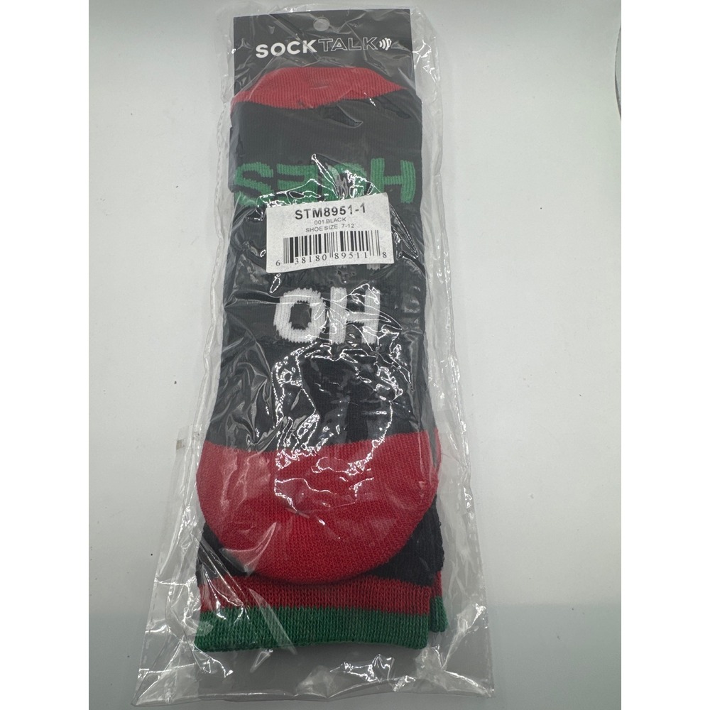 Sock Talk Mens Ho Ho Hoes Novelty Christmas Crew Socks Black Red Green STM8951-1